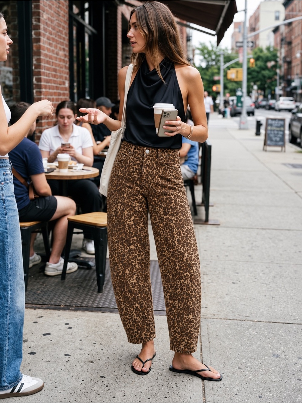 Future Collective Brown Leopard Print Barrel Leg Jeans Brown Animal Print Denim